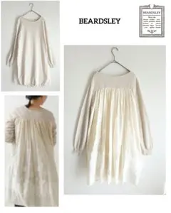 BEARDSLEY　後ろジャガード　チュニックワンピース　フレア 　フラワー