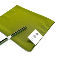 サービス品 洗える帯揚げ帯締め2点セット【無地縮緬化繊】鶯色【三分紐】焦茶×抹茶