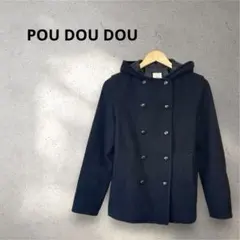 レディース　フード付Pコート　POU DOU DOU ブラック　Mサイズ　ダブル