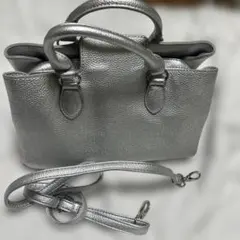 シルバー 合成皮革 ショルダーバッグ