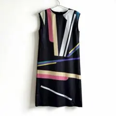 極美　pierre cardin 幾何学　ノースリーブワンピース 38 日本製のサムネイル