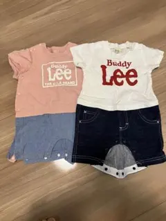 Buddy Lee 白　ロンパース　ピンク　カバーオール　夏用　半袖