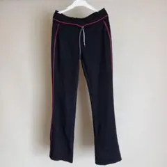 フレアジャージパンツ ブラック ピンクライン