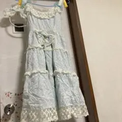 ベイビー初期水色 レース付き ワンピースカチューシャセットのサムネイル