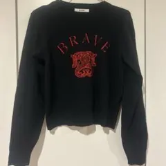 SNIDEL BRAVE刺繍クロップドスウェット ニット 黒