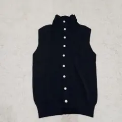 美品 CABaN キャバン ニット ベスト カシミヤ パール ハイネック 黒