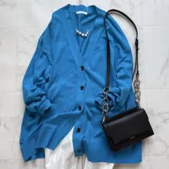 ジャーナルスタンダード アイスコットン Vカーディガン ブルー 接触冷感