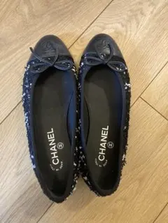 CHANEL デニム カメリアフラットシューズ 34 1/2 C - メルカリ