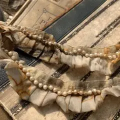 ジャンクジャーナル素材☆錆染パール付きフリルレーある