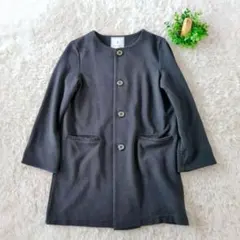 ROPE PICNIC ノーカラーロングジャケット 黒 上品 セレモニー 38のサムネイル