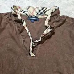 Burberry ブラウン 半袖シャツ チェック襟
