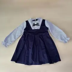 ネイビー フォーマルドレス ストライプ　120