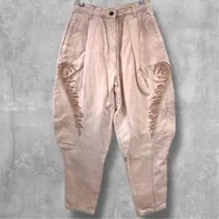 刺繍デザイン 立体裁断 テーパードパンツ デザイン古着　変形　ジョッパーズパンツ