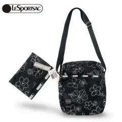 ✨極美品 タグ付 レスポートサック ショルダーバッグ 花柄 刺繍 ポーチ付き