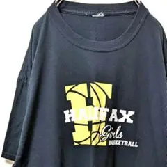 ハリファックスガールズバスケットボール ロゴ Tシャツ ブラック 黒色 古着