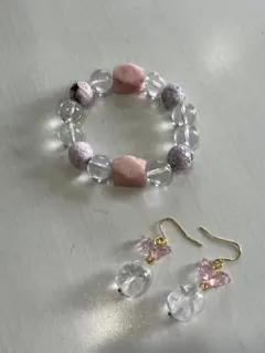 天然石ブレスレット・ピアスset/送料込み
