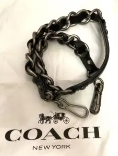 coach ストラップ　　ブラックxチタンシルバー