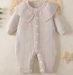 シーイン　クリーム色 襟付きロンパース 3-6M