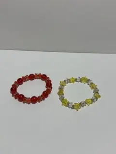 赤と黄色のビーズブレスレット2点セット