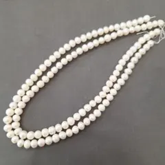 淡水パール　ホワイト系　7.5㎜前後　×2連 No.113a