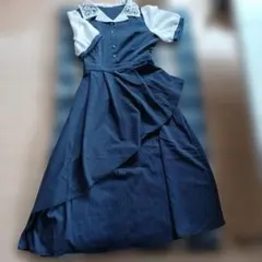 axes femme 青のストライプ 半袖シャツワンピース