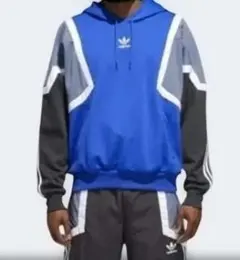アディダス フード付きパーカー 青