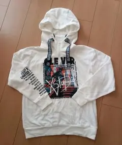 ホワイト グラフィックプリント パーカー