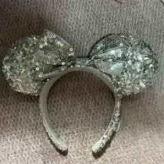 シルバー スパンコール ミッキー耳カチューシャ