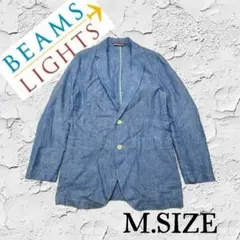A41【BEAMS LIGHTS】 リネンテーラードジャケット ブルー Mサイズ
