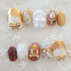 現品❤フレンチガーリー バレエコア ロマンティック キルティング ネイルチップ