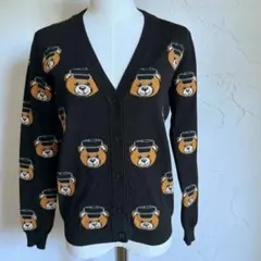 MOSCHINO couture　テディベア　ウールカーディガン　黒　38のサムネイル