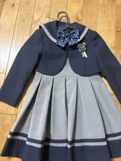 フォーマルドレス セーラー襟 ネイビー グレー120cm
