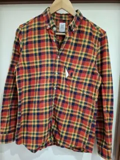 gianiph グラニフ オレンジ ビューティフルシャドー長袖シャツ チェックS