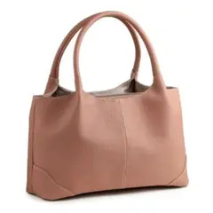 美品 日本製 本革 LiERRE 軽量トートバッグ ハンドバッグ くすみピンク