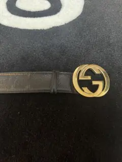 GUCCI ブラウンレザーベルト ダブルGロゴ