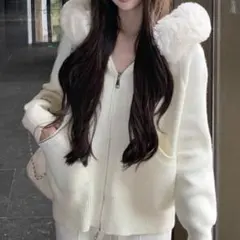 ファー フード セーター SHEIN