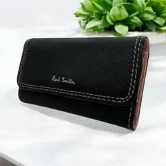 極美品 ポールスミス キーケース 4連 ブラック 内側ピンク レディース 箱付