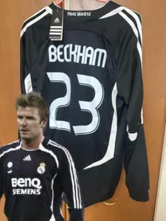 【新品】ベッカムユニフォーム長袖オーセンティックパッチ付きレアル・マドリード
