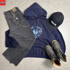 c-boy style(vol.179)フーディーブラックデニムストリート古着