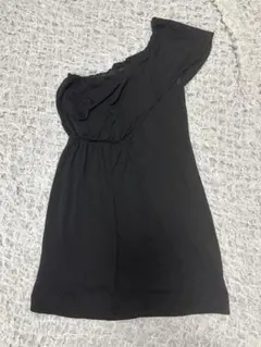 ZARA アシンメトリック　フレアワンピース　ドレス　黒　ザラ