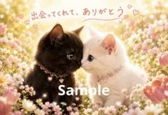 子猫 出会ってくれて、ありがとう デジタルアート イラスト