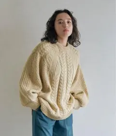 select MOCA ベージュ ケーブルニット オーバーサイズセーター