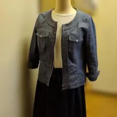 Reflect リフレクト ノーカラー デニム風 ブルゾン ライトアウター