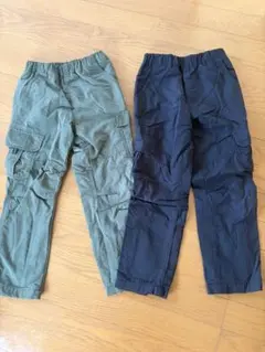 カーゴパンツ 2点セット 110〜125 カーキ ブラック　裏起毛