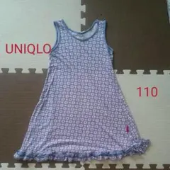 [UNIQLO] 女の子 110 紫 袖無し ワンピース☆ 爽やか 花柄