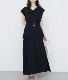 natural couture ブラック ベルト付きセットアップ