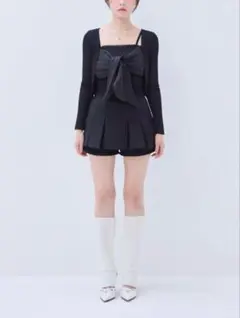 YILON LACE PLEATS PANTS SKIRT ブラック