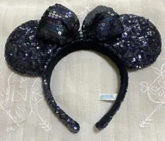 ディズニーカチューシャ 黒と紫のスパンコール