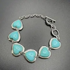 A50 ターコイズ風 ヴィンテージ ブレスレット ハート シルバー