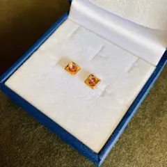 樹脂ピアス　スクエア　10月誕生石　ピンクトルマリン風　ゴールド　おしゃれ　四角